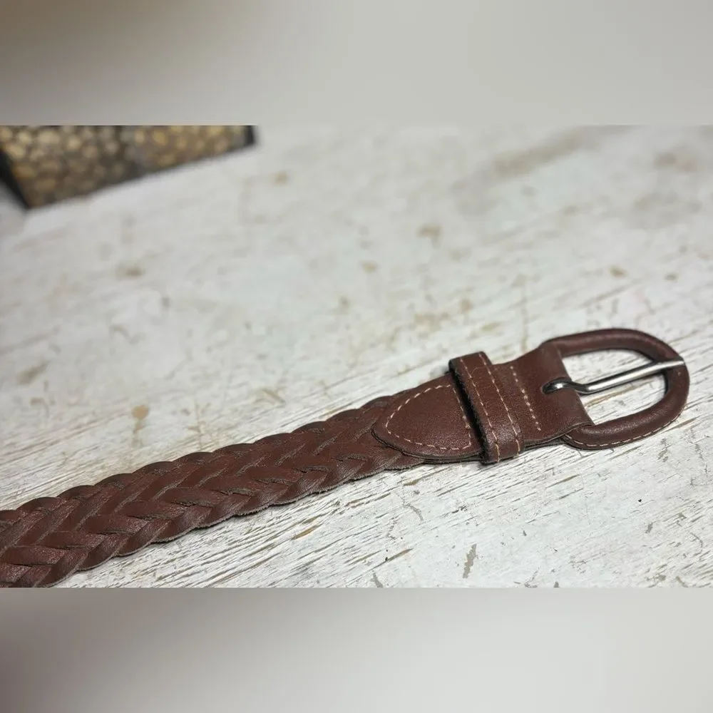 ⚡️💵🧨🎲 41” Brown Genuine Leather Woven Belt Size 32